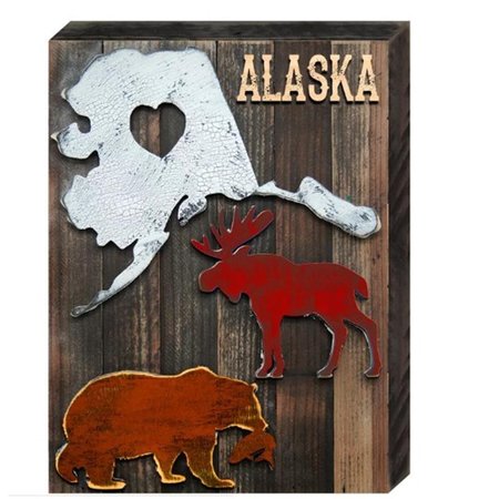 DESIGNOCRACY I Love Alaska Animals Art on Board Wall Decor 9876208